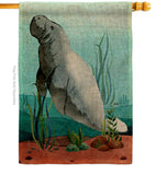Manatee - Sea Animals Coastal Vertical Impressions Decorative Flags HG107074 Made In USA