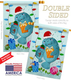 Manatees Christmas - Sea Animals Coastal Vertical Impressions Decorative Flags HG107075 Made In USA