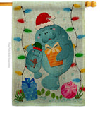 Manatees Christmas - Sea Animals Coastal Vertical Impressions Decorative Flags HG107075 Made In USA