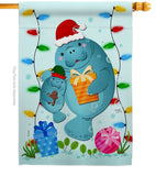 Manatees Christmas - Sea Animals Coastal Vertical Impressions Decorative Flags HG107075 Made In USA