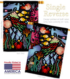 Sea Aquarium Friends - Sea Animals Coastal Vertical Impressions Decorative Flags HG192693 Made In USA