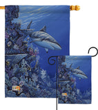 Shark Reef - Sea Animals Coastal Vertical Impressions Decorative Flags HG107050 Made In USA