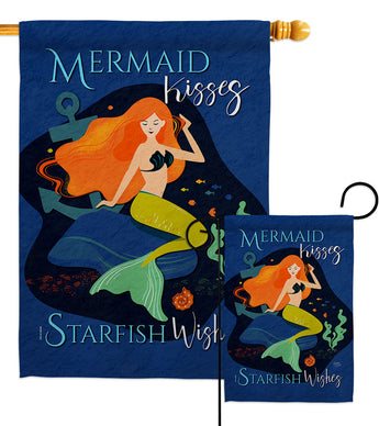 Mermaid Kiess - Sea Animals Coastal Vertical Impressions Decorative Flags HG107070 Made In USA