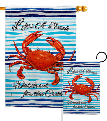 Beach Crabs - Sea Animals Coastal Vertical Impressions Decorative Flags HG107072 Made In USA