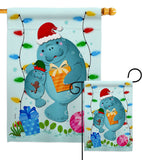 Manatees Christmas - Sea Animals Coastal Vertical Impressions Decorative Flags HG107075 Made In USA