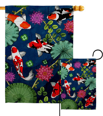 Koi Pond - Sea Animals Nature Vertical Impressions Decorative Flags HG107077 Made In USA