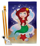 Mermaid - Sea Animals Coastal Vertical Impressions Decorative Flags HG107027 Imported