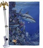 Shark Reef - Sea Animals Coastal Vertical Impressions Decorative Flags HG107050 Made In USA