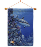 Shark Reef - Sea Animals Coastal Vertical Impressions Decorative Flags HG107050 Made In USA