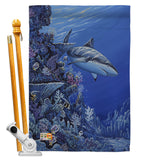 Shark Reef - Sea Animals Coastal Vertical Impressions Decorative Flags HG107050 Made In USA