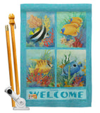 Tropical Fish Collage - Sea Animals Coastal Vertical Impressions Decorative Flags HG107051 Made In USA