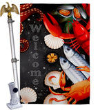 Seafood - Sea Animals Coastal Vertical Impressions Decorative Flags HG107069 Made In USA