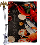 Seafood - Sea Animals Coastal Vertical Impressions Decorative Flags HG107069 Made In USA