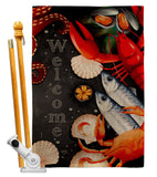 Seafood - Sea Animals Coastal Vertical Impressions Decorative Flags HG107069 Made In USA