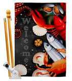 Seafood - Sea Animals Coastal Vertical Impressions Decorative Flags HG107069 Made In USA