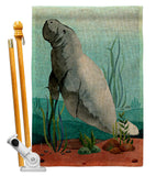 Manatee - Sea Animals Coastal Vertical Impressions Decorative Flags HG107074 Made In USA