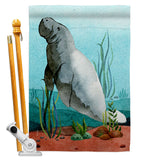 Manatee - Sea Animals Coastal Vertical Impressions Decorative Flags HG107074 Made In USA