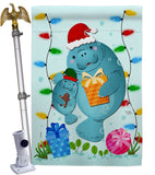 Manatees Christmas - Sea Animals Coastal Vertical Impressions Decorative Flags HG107075 Made In USA