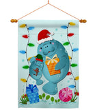 Manatees Christmas - Sea Animals Coastal Vertical Impressions Decorative Flags HG107075 Made In USA