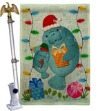 Manatees Christmas - Sea Animals Coastal Vertical Impressions Decorative Flags HG107075 Made In USA