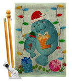 Manatees Christmas - Sea Animals Coastal Vertical Impressions Decorative Flags HG107075 Made In USA