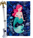 Beautiful Mermaid - Sea Animals Coastal Vertical Impressions Decorative Flags HG137622 Made In USA