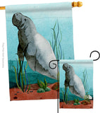 Manatee - Sea Animals Coastal Vertical Impressions Decorative Flags HG107074 Made In USA