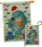 Manatees Christmas - Sea Animals Coastal Vertical Impressions Decorative Flags HG107075 Made In USA