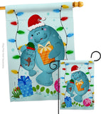 Manatees Christmas - Sea Animals Coastal Vertical Impressions Decorative Flags HG107075 Made In USA