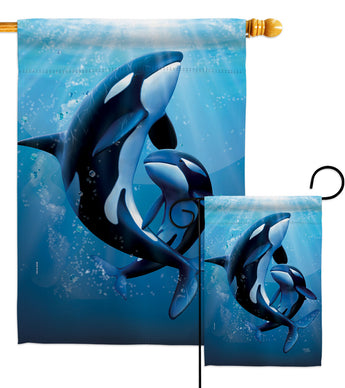 Killer Whale - Sea Animals Nature Vertical Impressions Decorative Flags HG120277 Made In USA