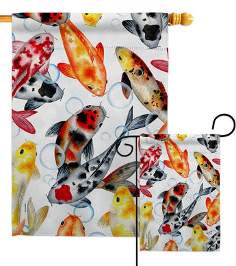 Koi Water Garden - Sea Animals Nature Vertical Impressions Decorative Flags HG130337 Made In USA