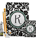Damask K Initial - Simply Beauty Interests Vertical Impressions Decorative Flags HG130063 Made In USA