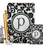 Damask P Initial - Simply Beauty Interests Vertical Impressions Decorative Flags HG130068 Made In USA