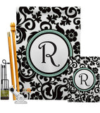 Damask R Initial - Simply Beauty Interests Vertical Impressions Decorative Flags HG130070 Made In USA