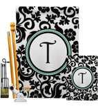 Damask T Initial - Simply Beauty Interests Vertical Impressions Decorative Flags HG130072 Made In USA