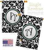 Damask A Initial - Simply Beauty Interests Vertical Impressions Decorative Flags HG130053 Made In USA