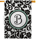 Damask B Initial - Simply Beauty Interests Vertical Impressions Decorative Flags HG130054 Made In USA