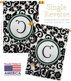 Damask C Initial - Simply Beauty Interests Vertical Impressions Decorative Flags HG130055 Made In USA