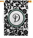 Damask D Initial - Simply Beauty Interests Vertical Impressions Decorative Flags HG130056 Made In USA