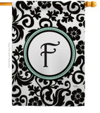 Damask F Initial - Simply Beauty Interests Vertical Impressions Decorative Flags HG130058 Made In USA