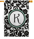 Damask K Initial - Simply Beauty Interests Vertical Impressions Decorative Flags HG130063 Made In USA