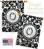 Damask O Initial - Simply Beauty Interests Vertical Impressions Decorative Flags HG130067 Made In USA