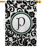 Damask P Initial - Simply Beauty Interests Vertical Impressions Decorative Flags HG130068 Made In USA