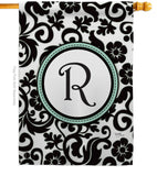 Damask R Initial - Simply Beauty Interests Vertical Impressions Decorative Flags HG130070 Made In USA