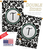 Damask T Initial - Simply Beauty Interests Vertical Impressions Decorative Flags HG130072 Made In USA