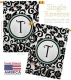 Damask T Initial - Simply Beauty Interests Vertical Impressions Decorative Flags HG130072 Made In USA