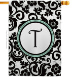 Damask T Initial - Simply Beauty Interests Vertical Impressions Decorative Flags HG130072 Made In USA