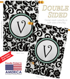 Damask V Initial - Simply Beauty Interests Vertical Impressions Decorative Flags HG130074 Made In USA
