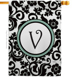 Damask V Initial - Simply Beauty Interests Vertical Impressions Decorative Flags HG130074 Made In USA