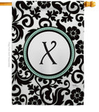 Damask X Initial - Simply Beauty Interests Vertical Impressions Decorative Flags HG130076 Made In USA